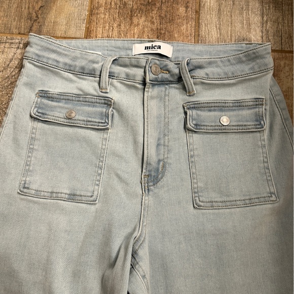 Mica Denim Wide Crop Jeans‎ Super High Rise Light Wash Pockets Size 29 - Picture 7 of 9